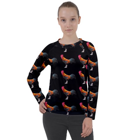 Background-pattern-chicken-fowl Women s Long Sleeve Raglan T-shirt by Amaryn4rt