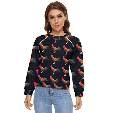 Background-pattern-chicken-fowl Women s Long Sleeve Raglan T-shirt by Amaryn4rt