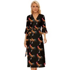 Background-pattern-chicken-fowl Midsummer Wrap Dress