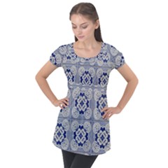 Ceramic-portugal-tiles-wall Puff Sleeve Tunic Top by Amaryn4rt