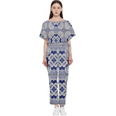 Ceramic-portugal-tiles-wall Batwing Lightweight Chiffon Jumpsuit by Amaryn4rt