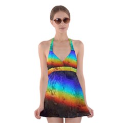 Rainbow-color-prism-colors Halter Dress Swimsuit  by Amaryn4rt