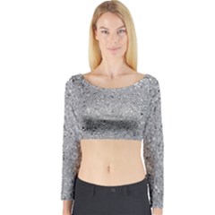 Abstract Flowing And Moving Liquid Metal Long Sleeve Crop Top by Amaryn4rt