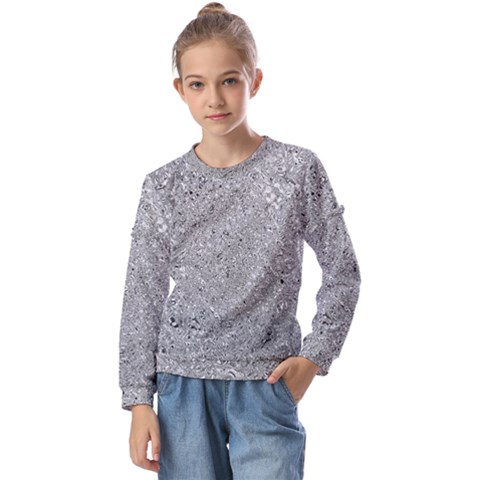 Abstract Flowing And Moving Liquid Metal Kids  Long Sleeve T-shirt With Frill  by Amaryn4rt