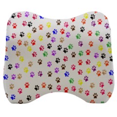 Paw Prints Background Velour Head Support Cushion by Amaryn4rt