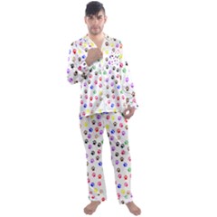 Paw Prints Background Men s Long Sleeve Satin Pajamas Set by Amaryn4rt