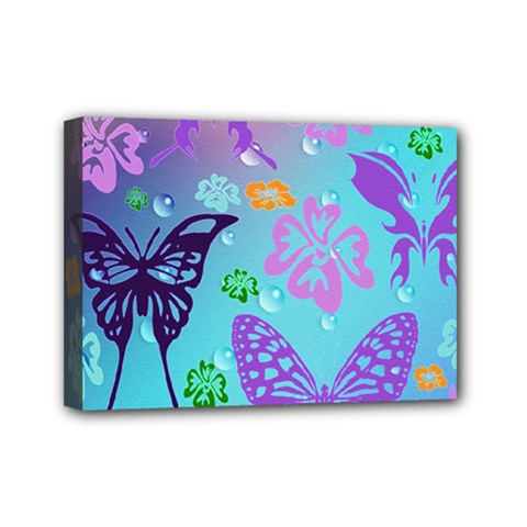 Butterfly Vector Background Mini Canvas 7  x 5  (Stretched)