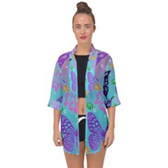 Butterfly Vector Background Open Front Chiffon Kimono