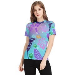 Butterfly Vector Background Women s Short Sleeve Rash Guard