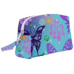 Butterfly Vector Background Wristlet Pouch Bag (Large)