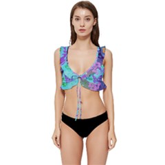 Butterfly Vector Background Low Cut Ruffle Edge Bikini Top