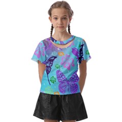 Butterfly Vector Background Kids  Front Cut T-Shirt