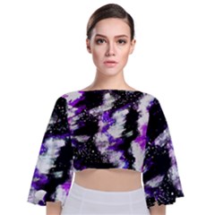 Abstract Canvas-acrylic-digital-design Tie Back Butterfly Sleeve Chiffon Top by Amaryn4rt