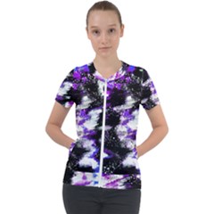 Abstract Canvas-acrylic-digital-design Short Sleeve Zip Up Jacket by Amaryn4rt