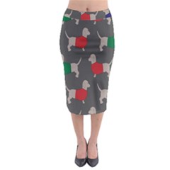 Cute Dachshund Dogs Wearing Jumpers Wallpaper Pattern Background Midi Pencil Skirt by Amaryn4rt