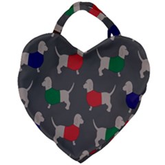 Cute Dachshund Dogs Wearing Jumpers Wallpaper Pattern Background Giant Heart Shaped Tote by Amaryn4rt