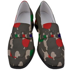 Cute Dachshund Dogs Wearing Jumpers Wallpaper Pattern Background Women s Chunky Heel Loafers by Amaryn4rt