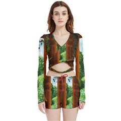 Beautiful World Entry Door Fantasy Velvet Wrap Crop Top And Shorts Set by Amaryn4rt