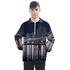 Cleveland Building City By Night Men s Half Zip Pullover by Amaryn4rt