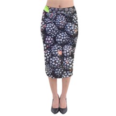 Blackberries-background-black-dark Velvet Midi Pencil Skirt