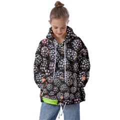 Blackberries-background-black-dark Kids  Oversized Hoodie by Amaryn4rt