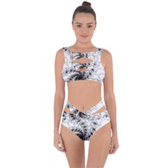 Fractal Black Spiral On White Bandaged Up Bikini Set  by Amaryn4rt