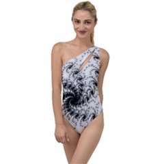 Fractal Black Spiral On White To One Side Swimsuit by Amaryn4rt