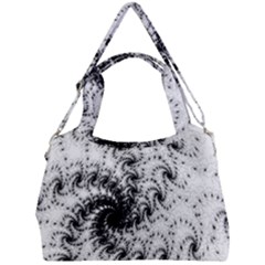 Fractal Black Spiral On White Double Compartment Shoulder Bag by Amaryn4rt