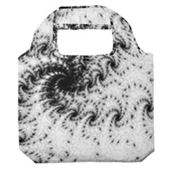Fractal Black Spiral On White Premium Foldable Grocery Recycle Bag by Amaryn4rt