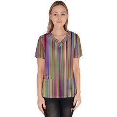 Striped-stripes-abstract-geometric Women s V-Neck Scrub Top