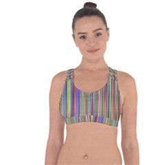 Striped-stripes-abstract-geometric Cross String Back Sports Bra