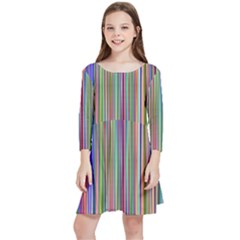 Striped-stripes-abstract-geometric Kids  Quarter Sleeve Skater Dress