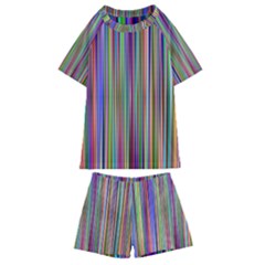 Striped-stripes-abstract-geometric Kids  Swim T-Shirt and Shorts Set