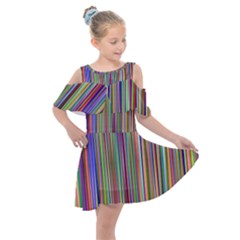 Striped-stripes-abstract-geometric Kids  Shoulder Cutout Chiffon Dress
