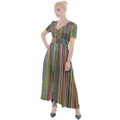 Striped-stripes-abstract-geometric Button Up Short Sleeve Maxi Dress