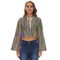 Striped-stripes-abstract-geometric Boho Long Bell Sleeve Top