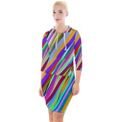 Multi-color Tangled Ribbons Background Wallpaper Quarter Sleeve Hood Bodycon Dress by Amaryn4rt