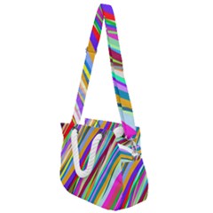 Multi-color Tangled Ribbons Background Wallpaper Rope Handles Shoulder Strap Bag by Amaryn4rt