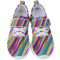 Multi-color Tangled Ribbons Background Wallpaper Women s Velcro Strap Shoes by Amaryn4rt