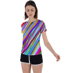 Multi-color Tangled Ribbons Background Wallpaper Back Circle Cutout Sports T-shirt by Amaryn4rt