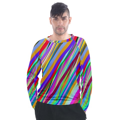 Multi-color Tangled Ribbons Background Wallpaper Men s Long Sleeve Raglan T-shirt by Amaryn4rt