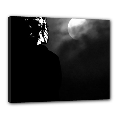 Moonlit Meditation: Black And White Illustration Canvas 20  X 16  (stretched) by dflcprintsclothing