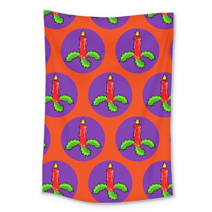 Christmas Candles Seamless Pattern Large Tapestry