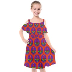 Christmas Candles Seamless Pattern Kids  Cut Out Shoulders Chiffon Dress by Amaryn4rt