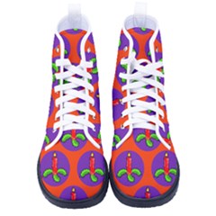 Christmas Candles Seamless Pattern Men s High-top Canvas Sneakers by Amaryn4rt