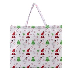 Santa Claus Snowman Christmas Xmas Zipper Large Tote Bag by Amaryn4rt