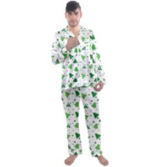 Christmas Trees Pattern Design Pattern Men s Long Sleeve Satin Pajamas Set by Amaryn4rt