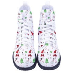 Santa Claus Snowman Christmas Xmas Women s High-top Canvas Sneakers by Amaryn4rt