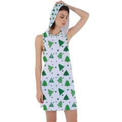 Christmas Trees Pattern Design Pattern Racer Back Hoodie Dress by Amaryn4rt