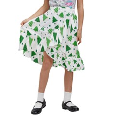 Christmas Trees Pattern Design Pattern Kids  Ruffle Flared Wrap Midi Skirt by Amaryn4rt